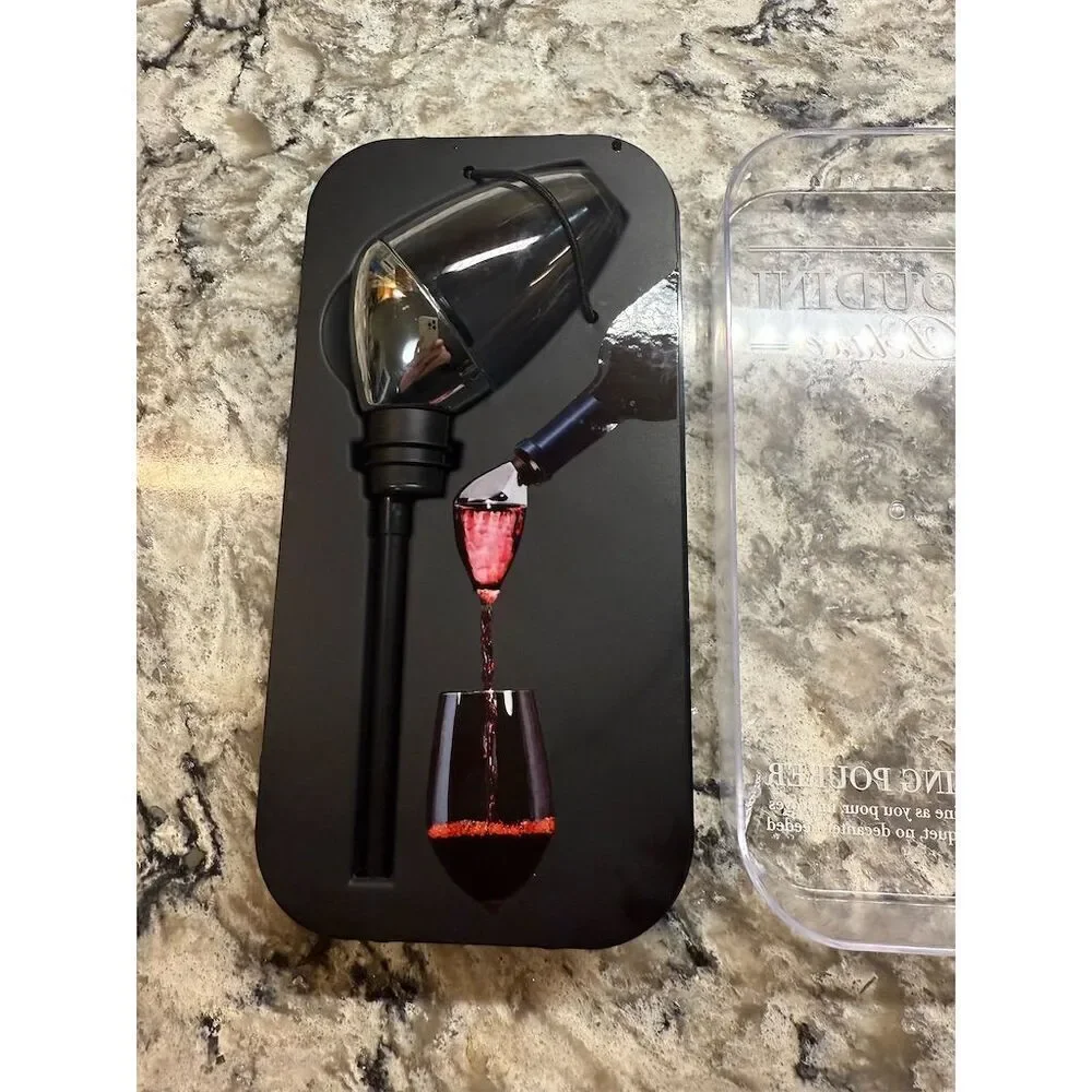 Rabbit Houdini Deluxe Wine Aerating Pourer Silver Chrome